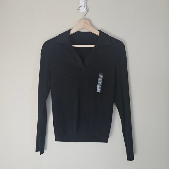 Uniqlo Washable Knit Ribbed Polo Sweater - 2024 - Black - Sz XS - NWT - Picture 2 of 13